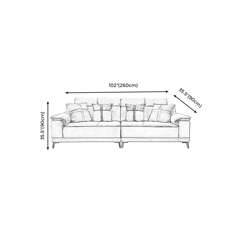 Faux Leather Pillow Top Arm Sofa/Sectional Pillowed Back Cushions for Living Room Clearhalo 'furn' 'furn_sectionals' 'Furniture' 'furniture_sectionals' 'kitchen' 'kitchen_sectionals' 'Living Room Furniture' 'Sectionals' 4821347