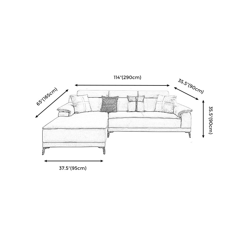 Faux Leather Pillow Top Arm Sofa/Sectional Pillowed Back Cushions for Living Room Clearhalo 'furn' 'furn_sectionals' 'Furniture' 'furniture_sectionals' 'kitchen' 'kitchen_sectionals' 'Living Room Furniture' 'Sectionals' 4821349