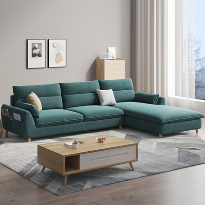 Emerald Green Modern Pillow Top Arm Sectional for Apartment, Living Room 96"L x 65"W x 33"H Linen Clearhalo 'furn' 'furn_sectionals' 'Furniture' 'furniture_sectionals' 'kitchen' 'kitchen_sectionals' 'Living Room Furniture' 'Sectionals' 4821386