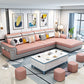 Modern Slipcovered L-Shape Sectional with Storage for Four People Pink Clearhalo 'furn' 'furn_sectionals' 'Furniture' 'furniture_sectionals' 'kitchen' 'kitchen_sectionals' 'Living Room Furniture' 'Sectionals' 4821416