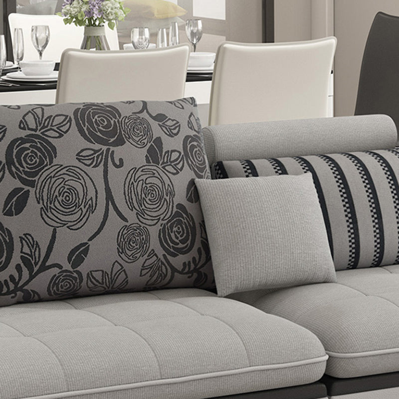 4-seater Recessed Arm Pillowed Back Cushions Sectional Sofa with Chaise Clearhalo 'furn' 'furn_sectionals' 'Furniture' 'furniture_sectionals' 'kitchen' 'kitchen_sectionals' 'Living Room Furniture' 'Sectionals' 4821429