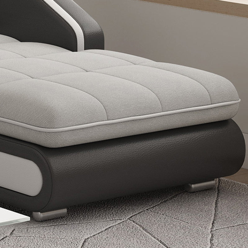 4-seater Recessed Arm Pillowed Back Cushions Sectional Sofa with Chaise Clearhalo 'furn' 'furn_sectionals' 'Furniture' 'furniture_sectionals' 'kitchen' 'kitchen_sectionals' 'Living Room Furniture' 'Sectionals' 4821431