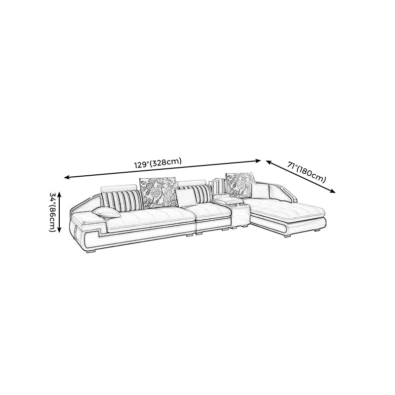 4-seater Recessed Arm Pillowed Back Cushions Sectional Sofa with Chaise Clearhalo 'furn' 'furn_sectionals' 'Furniture' 'furniture_sectionals' 'kitchen' 'kitchen_sectionals' 'Living Room Furniture' 'Sectionals' 4821436