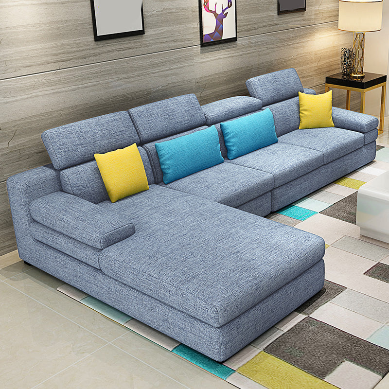 Contemporary High Back Sectionals 35.43"High 5-Seat Square Arm Sofa for Apartment Light Blue Clearhalo 'furn' 'furn_sectionals' 'Furniture' 'furniture_sectionals' 'kitchen' 'kitchen_sectionals' 'Living Room Furniture' 'Sectionals' 4821446