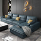135.83" W √ó 70.87" D √ó 35.43" H L-Shape Faux Leather High Back Square Arm Sectional Blue Clearhalo 'furn' 'furn_sectionals' 'Furniture' 'furniture_sectionals' 'kitchen' 'kitchen_sectionals' 'Living Room Furniture' 'Sectionals' 4821489