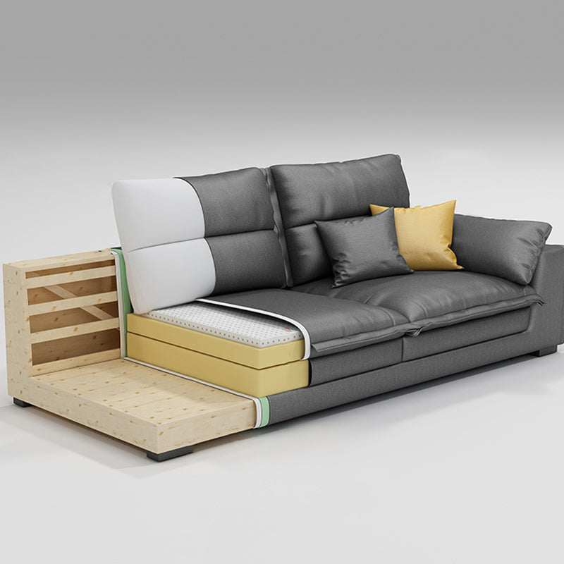 135.83" W √ó 70.87" D √ó 35.43" H L-Shape Faux Leather High Back Square Arm Sectional Clearhalo 'furn' 'furn_sectionals' 'Furniture' 'furniture_sectionals' 'kitchen' 'kitchen_sectionals' 'Living Room Furniture' 'Sectionals' 4821493