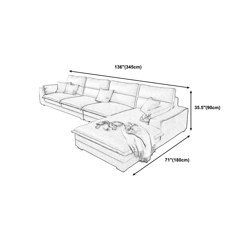135.83" W √ó 70.87" D √ó 35.43" H L-Shape Faux Leather High Back Square Arm Sectional Clearhalo 'furn' 'furn_sectionals' 'Furniture' 'furniture_sectionals' 'kitchen' 'kitchen_sectionals' 'Living Room Furniture' 'Sectionals' 4821497