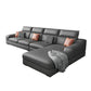 133.86" W √ó 70.87" D √ó 33.46" H L-Shape Faux Leather High Back Sloped Arms Sectional Grey Clearhalo 'furn' 'furn_sectionals' 'Furniture' 'furniture_sectionals' 'kitchen' 'kitchen_sectionals' 'Living Room Furniture' 'Sectionals' 4821502