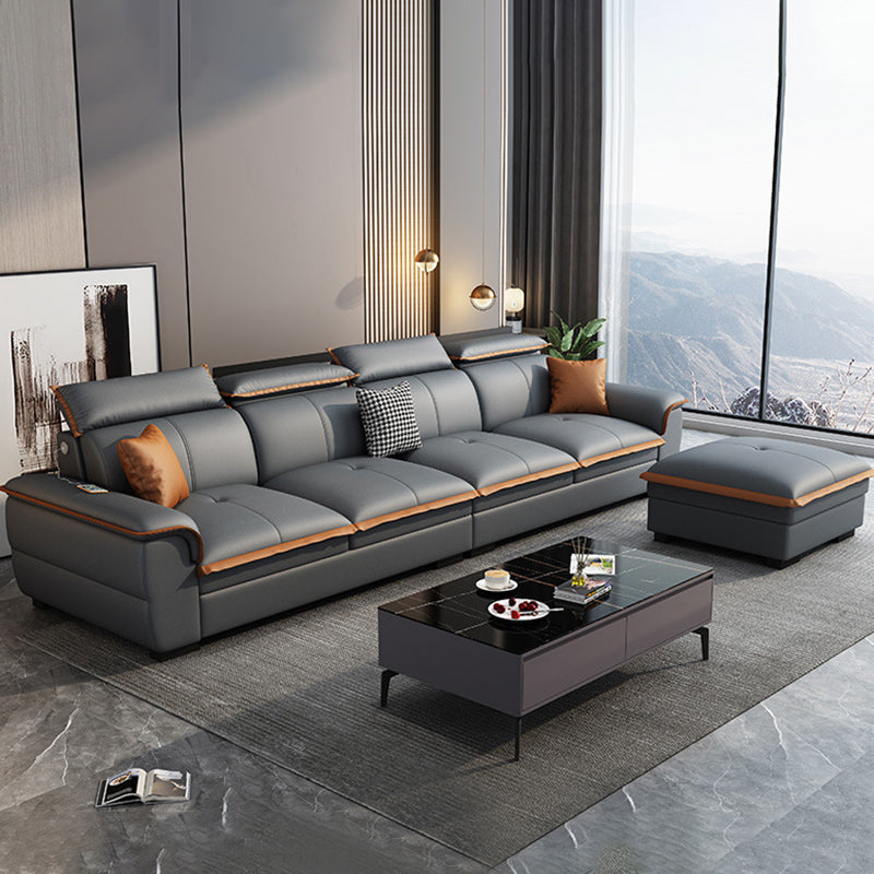 Grey Pillowed Back Cushions Furniture Sectionals with Pillows Clearhalo 'furn' 'furn_sectionals' 'Furniture' 'furniture_sectionals' 'kitchen' 'kitchen_sectionals' 'Living Room Furniture' 'Sectionals' 4821529