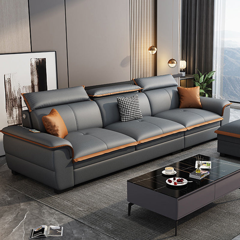 Grey Pillowed Back Cushions Furniture Sectionals with Pillows Clearhalo 'furn' 'furn_sectionals' 'Furniture' 'furniture_sectionals' 'kitchen' 'kitchen_sectionals' 'Living Room Furniture' 'Sectionals' 4821532