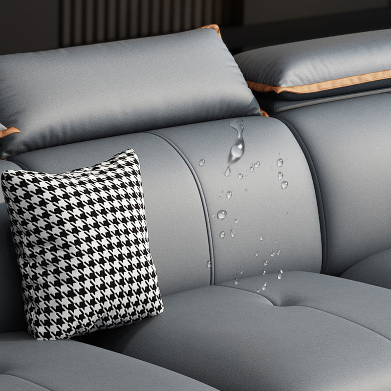 Grey Pillowed Back Cushions Furniture Sectionals with Pillows Clearhalo 'furn' 'furn_sectionals' 'Furniture' 'furniture_sectionals' 'kitchen' 'kitchen_sectionals' 'Living Room Furniture' 'Sectionals' 4821537