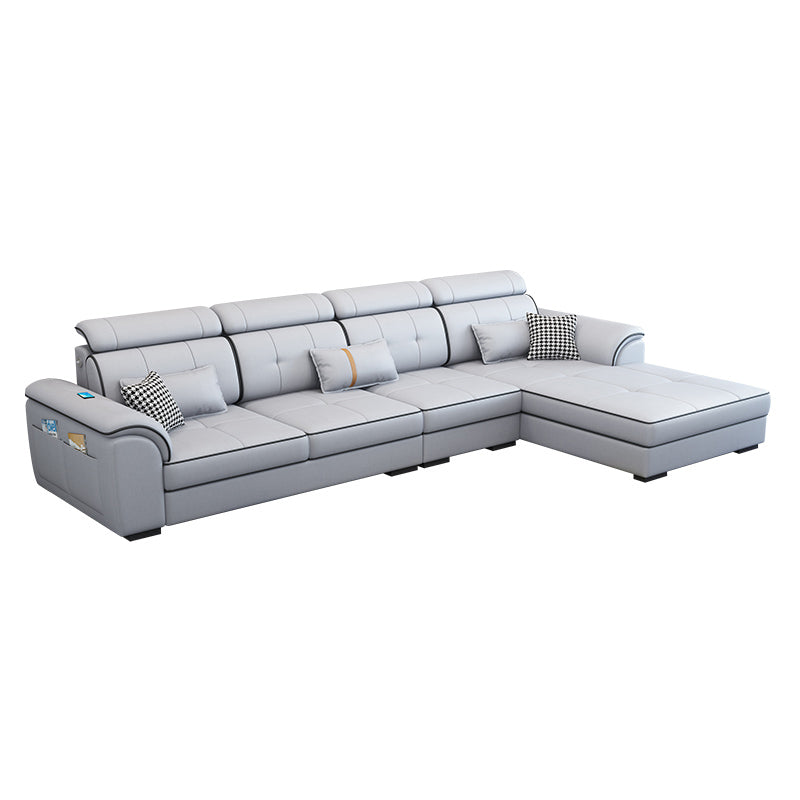 Pillowed Back Cushions Cotton Blend /Faux Leather Furniture Sectionals Violet Clearhalo 'furn' 'furn_sectionals' 'Furniture' 'furniture_sectionals' 'kitchen' 'kitchen_sectionals' 'Living Room Furniture' 'Sectionals' 4821566