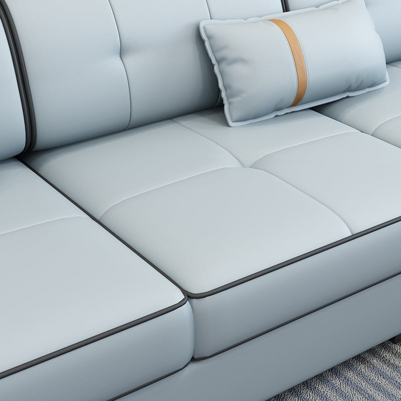 Pillowed Back Cushions Cotton Blend /Faux Leather Furniture Sectionals Clearhalo 'furn' 'furn_sectionals' 'Furniture' 'furniture_sectionals' 'kitchen' 'kitchen_sectionals' 'Living Room Furniture' 'Sectionals' 4821573