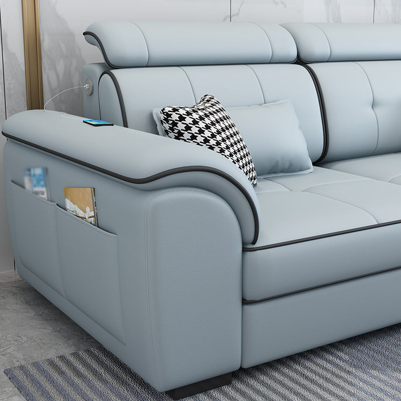 Pillowed Back Cushions Cotton Blend /Faux Leather Furniture Sectionals Clearhalo 'furn' 'furn_sectionals' 'Furniture' 'furniture_sectionals' 'kitchen' 'kitchen_sectionals' 'Living Room Furniture' 'Sectionals' 4821575