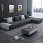 Dark Grey Modular Sectional with Square and Pillow Back Cushion 142"L x 71"W x 29.5"H Right Latex Clearhalo 'furn' 'furn_sectionals' 'Furniture' 'furniture_sectionals' 'kitchen' 'kitchen_sectionals' 'Living Room Furniture' 'Sectionals' 4821619