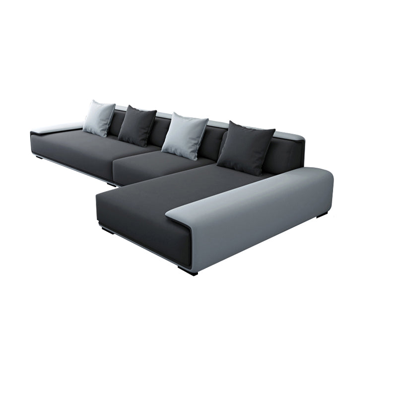 Dark Grey Modular Sectional with Square and Pillow Back Cushion 142"L x 71"W x 29.5"H Right Memory Foam Clearhalo 'furn' 'furn_sectionals' 'Furniture' 'furniture_sectionals' 'kitchen' 'kitchen_sectionals' 'Living Room Furniture' 'Sectionals' 4821621