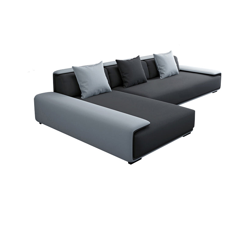 Dark Grey Modular Sectional with Square and Pillow Back Cushion 112"L x 71"W x 29.5"H Left Memory Foam Clearhalo 'furn' 'furn_sectionals' 'Furniture' 'furniture_sectionals' 'kitchen' 'kitchen_sectionals' 'Living Room Furniture' 'Sectionals' 4821625