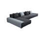 Dark Grey Modular Sectional with Square and Pillow Back Cushion Clearhalo 'furn' 'furn_sectionals' 'Furniture' 'furniture_sectionals' 'kitchen' 'kitchen_sectionals' 'Living Room Furniture' 'Sectionals' 4821626