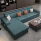Square Arms Faux Leather/Linen Blend Sectionals with Chaise for Living Room Blue Faux Leather Clearhalo 'furn' 'furn_sectionals' 'Furniture' 'furniture_sectionals' 'kitchen' 'kitchen_sectionals' 'Living Room Furniture' 'Sectionals' 4821648