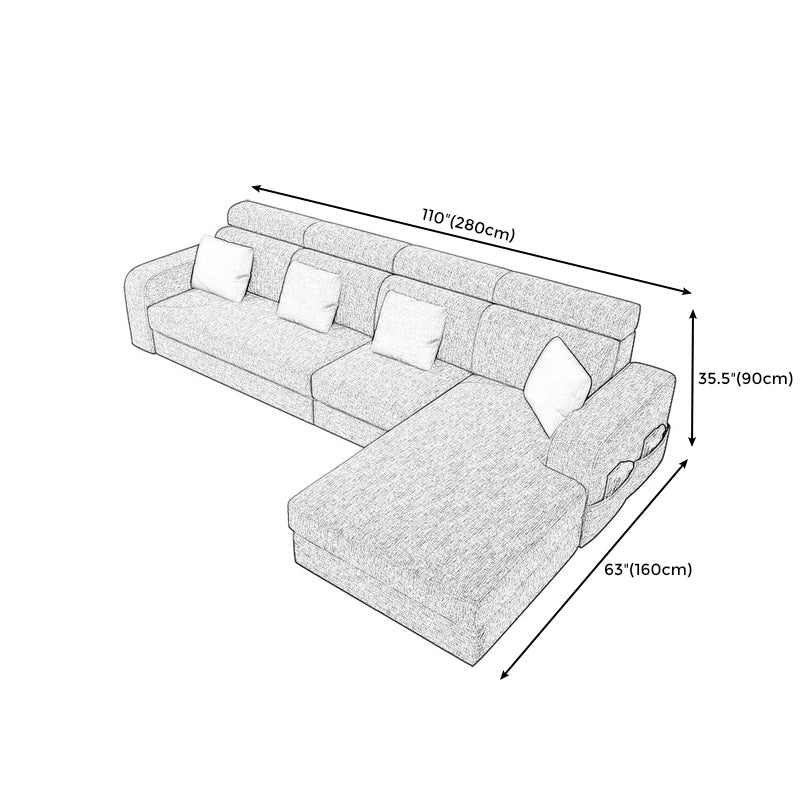 Square Arms Faux Leather/Linen Blend Sectionals with Chaise for Living Room Clearhalo 'furn' 'furn_sectionals' 'Furniture' 'furniture_sectionals' 'kitchen' 'kitchen_sectionals' 'Living Room Furniture' 'Sectionals' 4821659
