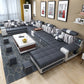 Faux Leather Pillowed Back Cushions Stain-Resistant Tufted Sectionals Sofa with Storage Dark Gray Clearhalo 'furn' 'furn_sectionals' 'Furniture' 'furniture_sectionals' 'kitchen' 'kitchen_sectionals' 'Living Room Furniture' 'Sectionals' 4821684