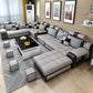 Faux Leather Pillowed Back Cushions Stain-Resistant Tufted Sectionals Sofa with Storage Light Grey Latex Clearhalo 'furn' 'furn_sectionals' 'Furniture' 'furniture_sectionals' 'kitchen' 'kitchen_sectionals' 'Living Room Furniture' 'Sectionals' 4821686