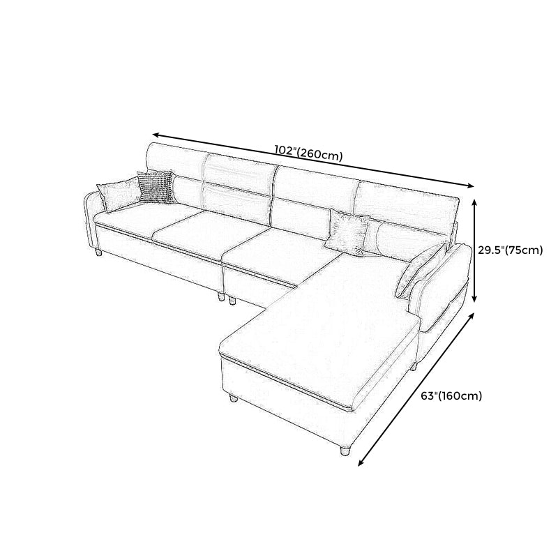 Right Hand Facing L-Shape Sectional with Square Arm and Storage Clearhalo 'furn' 'furn_sectionals' 'Furniture' 'furniture_sectionals' 'kitchen' 'kitchen_sectionals' 'Living Room Furniture' 'Sectionals' 4821701