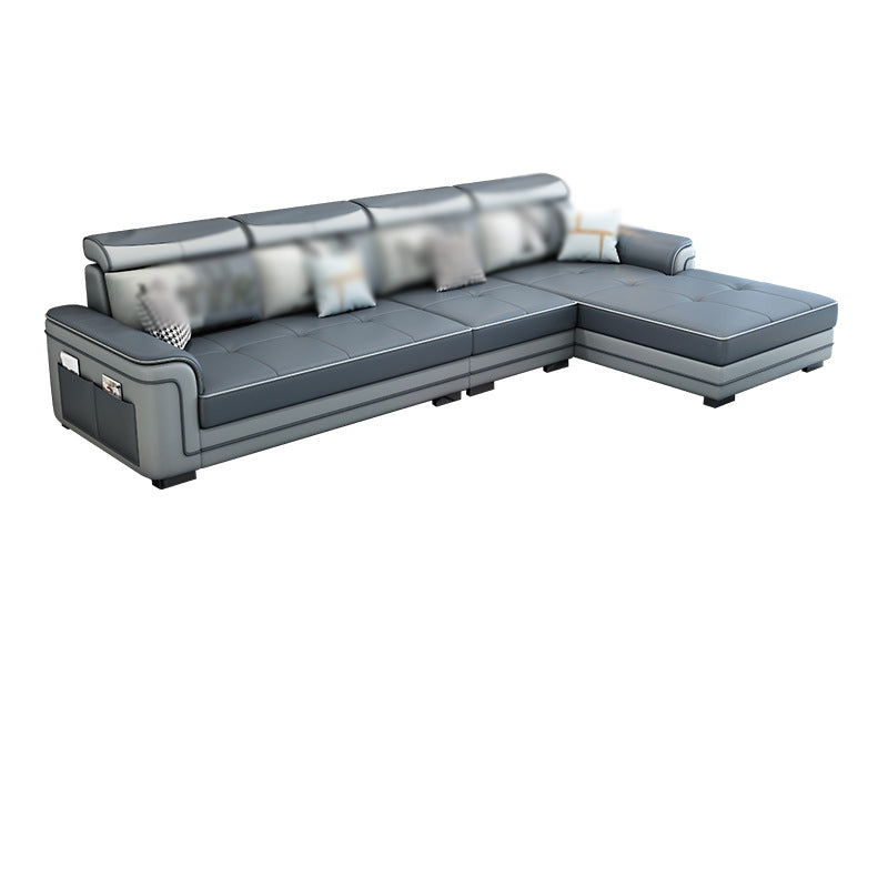 Modern Faux Leather/Linen Blend L-Shape 4-seat Sectionals with Storage Clearhalo 'Furniture' 'furniture_sectionals' 'kitchen' 'kitchen_sectionals' 'Living Room Furniture' 'Sectionals' 4821709