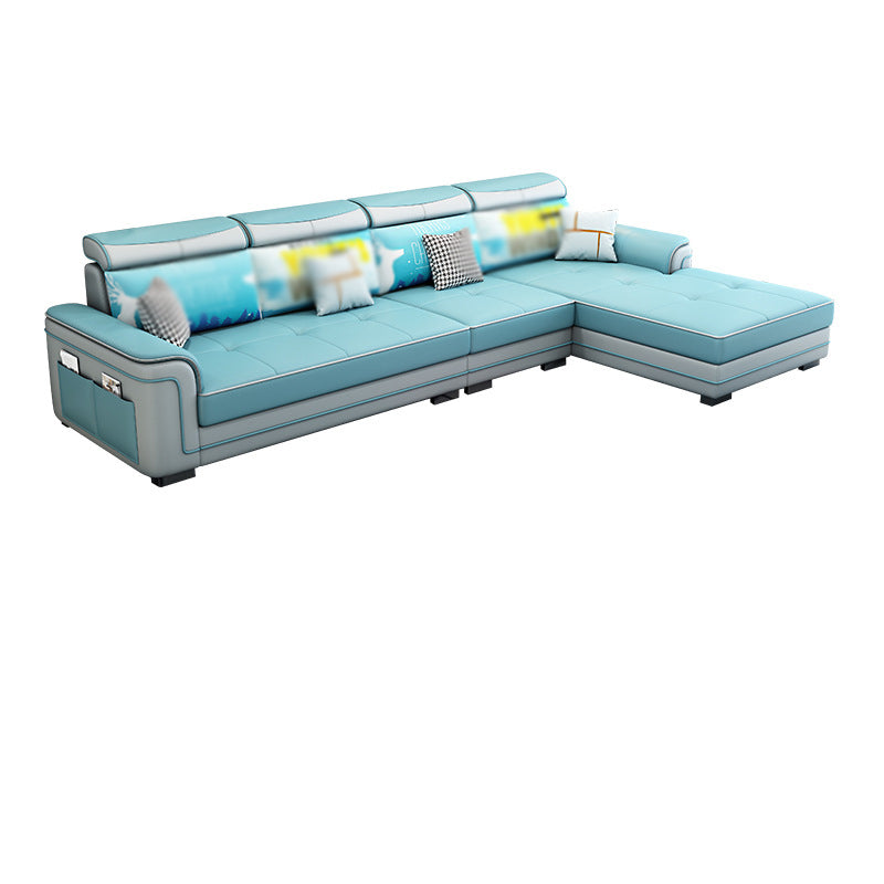 Modern Faux Leather/Linen Blend L-Shape 4-seat Sectionals with Storage Clearhalo 'Furniture' 'furniture_sectionals' 'kitchen' 'kitchen_sectionals' 'Living Room Furniture' 'Sectionals' 4821713