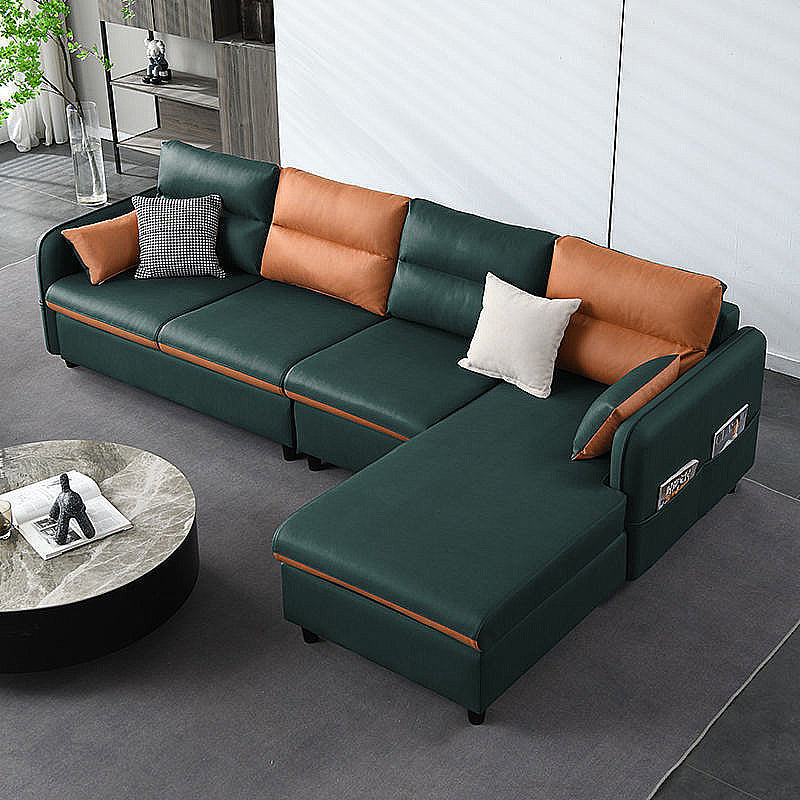 Contemporary Right Hand Facing Sectional with Storage for Four People Blackish Green Clearhalo 'Furniture' 'furniture_sectionals' 'kitchen' 'kitchen_sectionals' 'Living Room Furniture' 'Sectionals' 4821745
