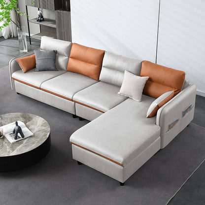 Contemporary Modular L-Shape Sectional with Storage for Four People Off-White Clearhalo 'furn' 'furn_sectionals' 'Furniture' 'furniture_sectionals' 'kitchen' 'kitchen_sectionals' 'Living Room Furniture' 'Sectionals' 4821754