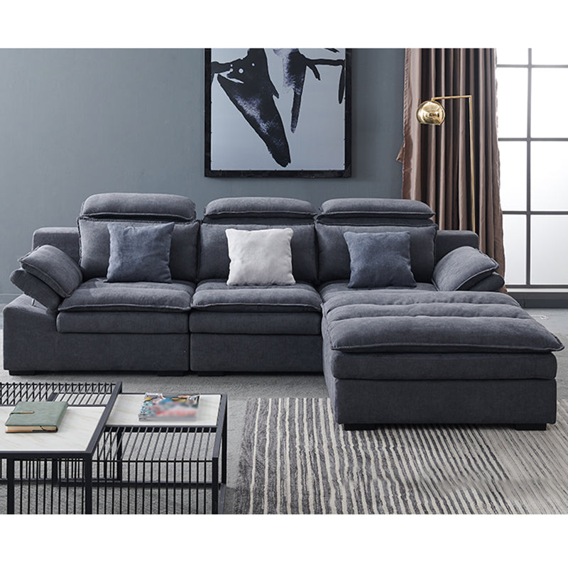 Modern Modular Reversible Sectional with High Back for Apartment 111"L x 73"W x 28"H Dark Gray Linen Blend Clearhalo 'furn' 'furn_sectionals' 'Furniture' 'furniture_sectionals' 'kitchen' 'kitchen_sectionals' 'Living Room Furniture' 'Sectionals' 4821766