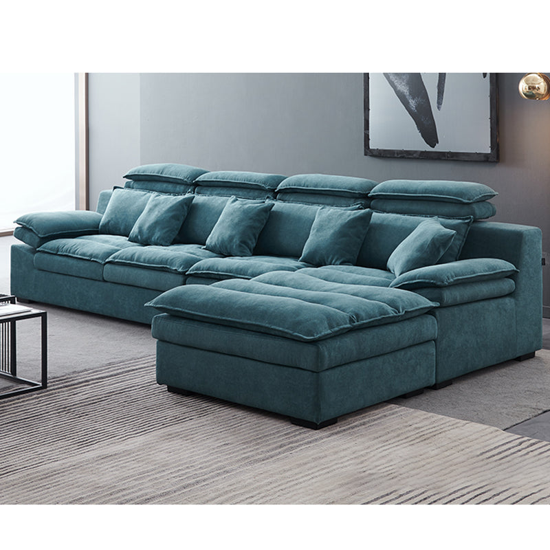 Modern Modular Reversible Sectional with High Back for Apartment 141"L x 73"W x 28"H Blackish Green Linen Blend Clearhalo 'furn' 'furn_sectionals' 'Furniture' 'furniture_sectionals' 'kitchen' 'kitchen_sectionals' 'Living Room Furniture' 'Sectionals' 4821768