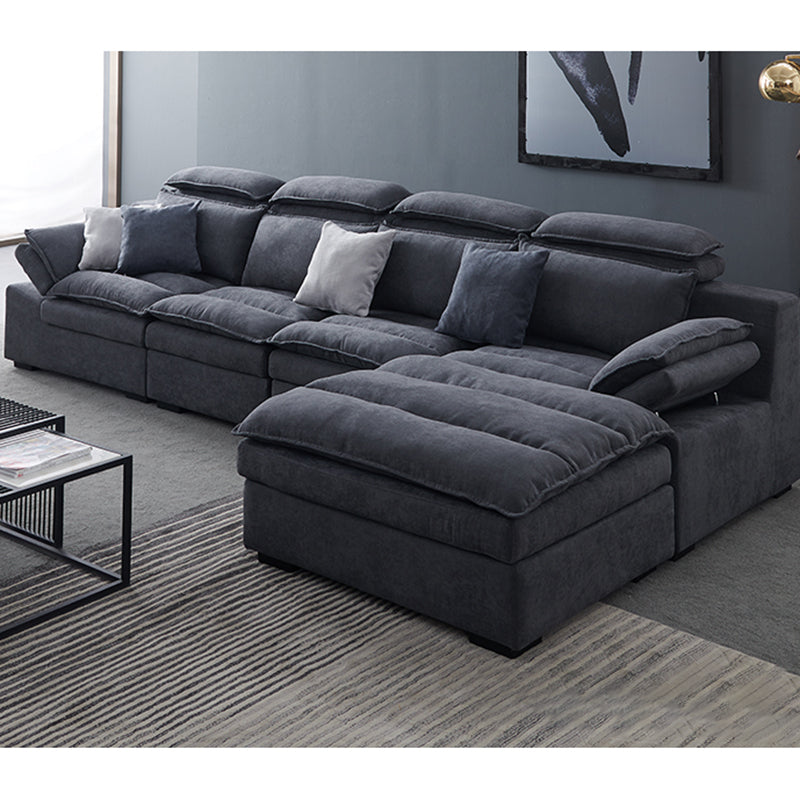 Modern Modular Reversible Sectional with High Back for Apartment 141"L x 73"W x 28"H Dark Gray Linen Blend Clearhalo 'furn' 'furn_sectionals' 'Furniture' 'furniture_sectionals' 'kitchen' 'kitchen_sectionals' 'Living Room Furniture' 'Sectionals' 4821769
