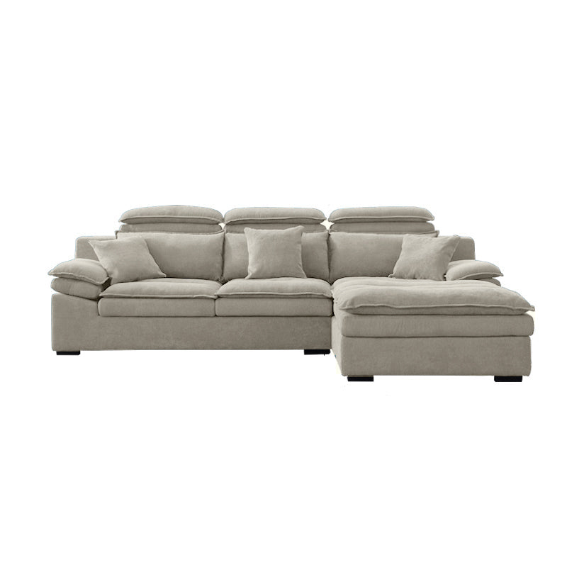 Modern Modular Reversible Sectional with High Back for Apartment 111"L x 73"W x 28"H Khaki Linen Blend Clearhalo 'furn' 'furn_sectionals' 'Furniture' 'furniture_sectionals' 'kitchen' 'kitchen_sectionals' 'Living Room Furniture' 'Sectionals' 4821770