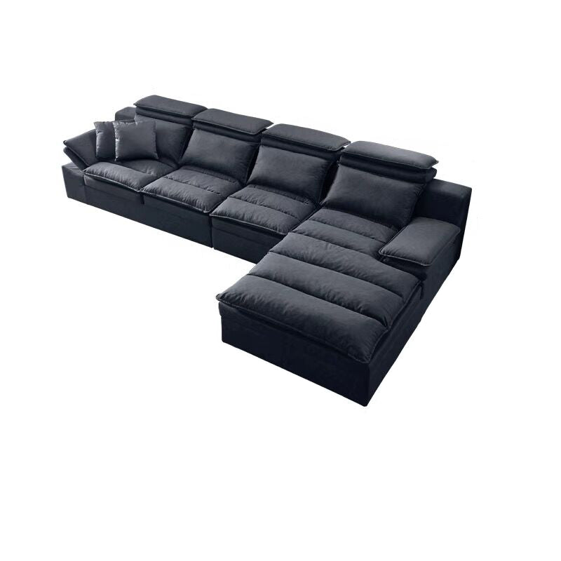 Modern Modular Reversible Sectional with High Back for Apartment 141"L x 73"W x 28"H Dark Gray Faux Leather Clearhalo 'furn' 'furn_sectionals' 'Furniture' 'furniture_sectionals' 'kitchen' 'kitchen_sectionals' 'Living Room Furniture' 'Sectionals' 4821772