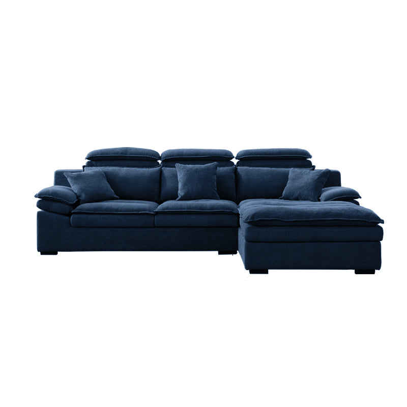 Modern Modular Reversible Sectional with High Back for Apartment 111"L x 73"W x 28"H Navy Blue Linen Blend Clearhalo 'furn' 'furn_sectionals' 'Furniture' 'furniture_sectionals' 'kitchen' 'kitchen_sectionals' 'Living Room Furniture' 'Sectionals' 4821774