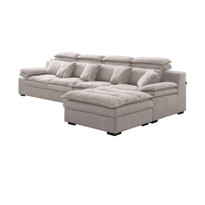 Modern Modular Reversible Sectional with High Back for Apartment 141"L x 73"W x 28"H Khaki Linen Blend Clearhalo 'furn' 'furn_sectionals' 'Furniture' 'furniture_sectionals' 'kitchen' 'kitchen_sectionals' 'Living Room Furniture' 'Sectionals' 4821778