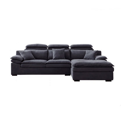 Modern Modular Reversible Sectional with High Back for Apartment 111"L x 73"W x 28"H Dark Gray Faux Leather Clearhalo 'furn' 'furn_sectionals' 'Furniture' 'furniture_sectionals' 'kitchen' 'kitchen_sectionals' 'Living Room Furniture' 'Sectionals' 4821787