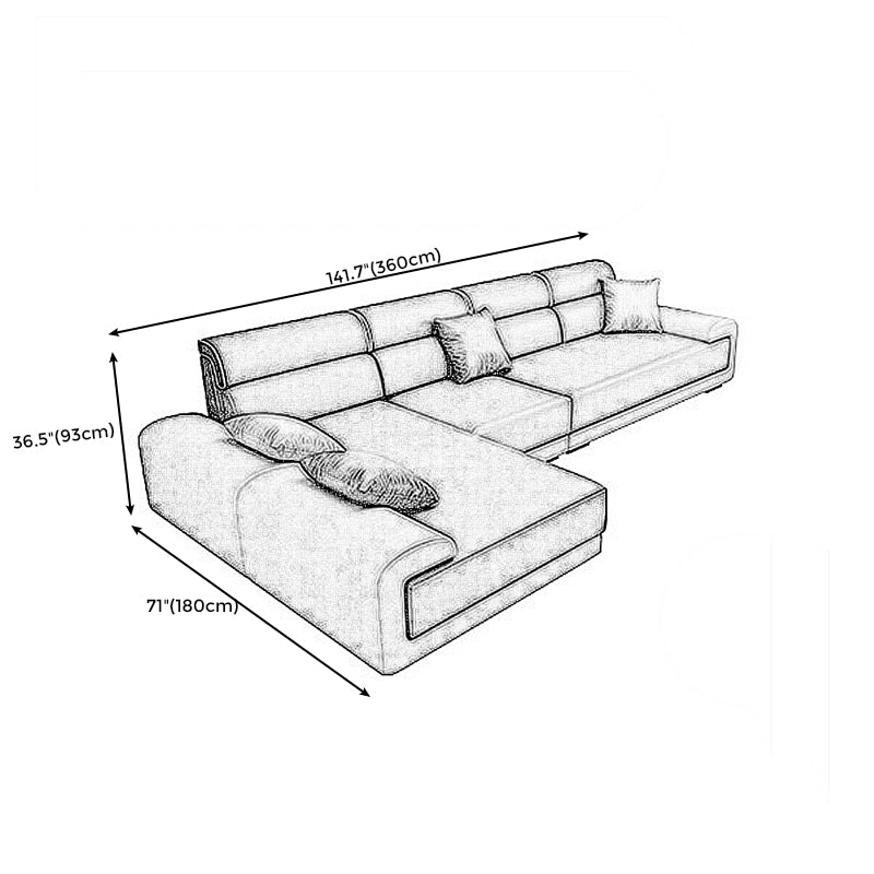L-shape Faux Leather/Linen Blend Sectionals with Reversible Chaise Clearhalo 'furn' 'furn_sectionals' 'Furniture' 'furniture_sectionals' 'kitchen' 'kitchen_sectionals' 'Living Room Furniture' 'Sectionals' 4821802