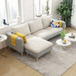 L-Shape Faux Leather and Velvet 3-seat Sectional Sofa with Storage White-Gray Velvet Clearhalo 'furn' 'furn_sectionals' 'Furniture' 'furniture_sectionals' 'kitchen' 'kitchen_sectionals' 'Living Room Furniture' 'Sectionals' 4821816