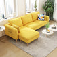 L-Shape Faux Leather and Velvet 3-seat Sectional Sofa with Storage Yellow Velvet Clearhalo 'furn' 'furn_sectionals' 'Furniture' 'furniture_sectionals' 'kitchen' 'kitchen_sectionals' 'Living Room Furniture' 'Sectionals' 4821820