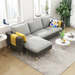L-Shape Faux Leather and Velvet 3-seat Sectional Sofa with Storage Dark Grey Light Grey Velvet Clearhalo 'furn' 'furn_sectionals' 'Furniture' 'furniture_sectionals' 'kitchen' 'kitchen_sectionals' 'Living Room Furniture' 'Sectionals' 4821823