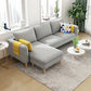 L-Shape Faux Leather and Velvet 3-seat Sectional Sofa with Storage Light Gray Velvet Clearhalo 'furn' 'furn_sectionals' 'Furniture' 'furniture_sectionals' 'kitchen' 'kitchen_sectionals' 'Living Room Furniture' 'Sectionals' 4821824