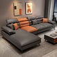 Faux Leather Contemporary L-Shape Sectional for Living Room and Apartment Orange Dark Grey Left Memory Foam Clearhalo 'furn' 'furn_sectionals' 'Furniture' 'furniture_sectionals' 'kitchen' 'kitchen_sectionals' 'Living Room Furniture' 'Sectionals' 4821830