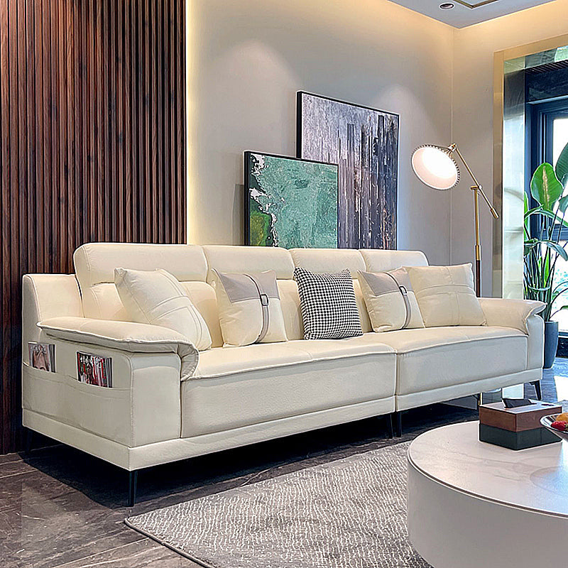 Stain-Resistant Faux Leather Pillow Top Arm Sofa/Sectional for Living Room Clearhalo 'furn' 'furn_sectionals' 'Furniture' 'furniture_sectionals' 'kitchen' 'kitchen_sectionals' 'Living Room Furniture' 'Sectionals' 4821851