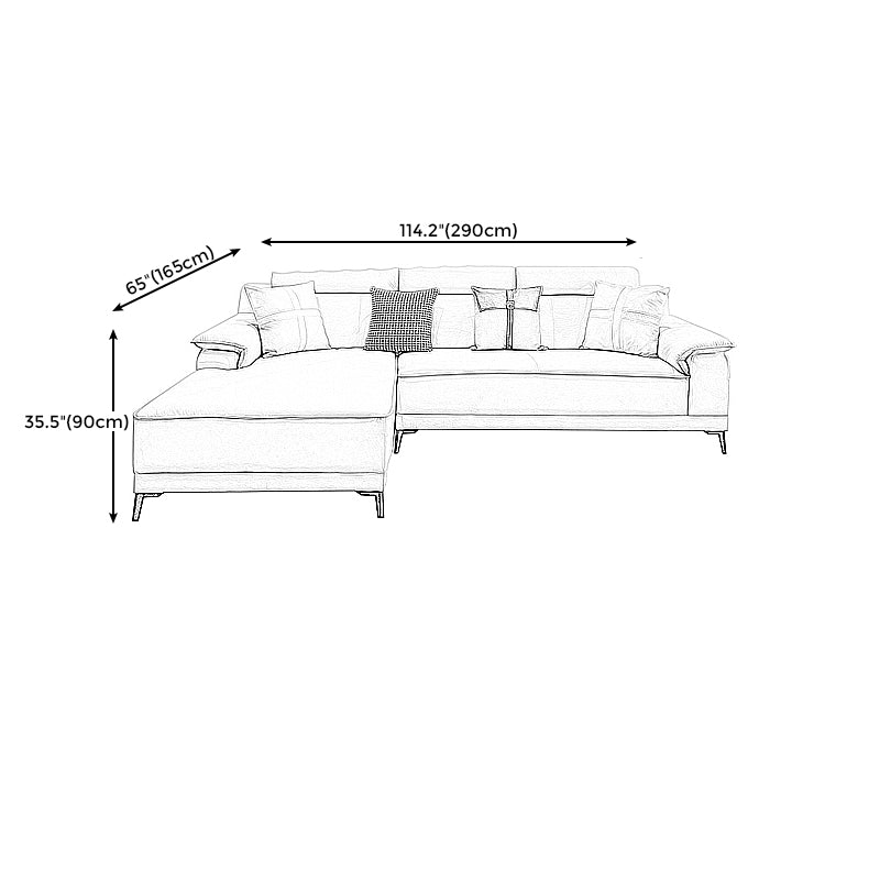Stain-Resistant Faux Leather Pillow Top Arm Sofa/Sectional for Living Room Clearhalo 'furn' 'furn_sectionals' 'Furniture' 'furniture_sectionals' 'kitchen' 'kitchen_sectionals' 'Living Room Furniture' 'Sectionals' 4821859