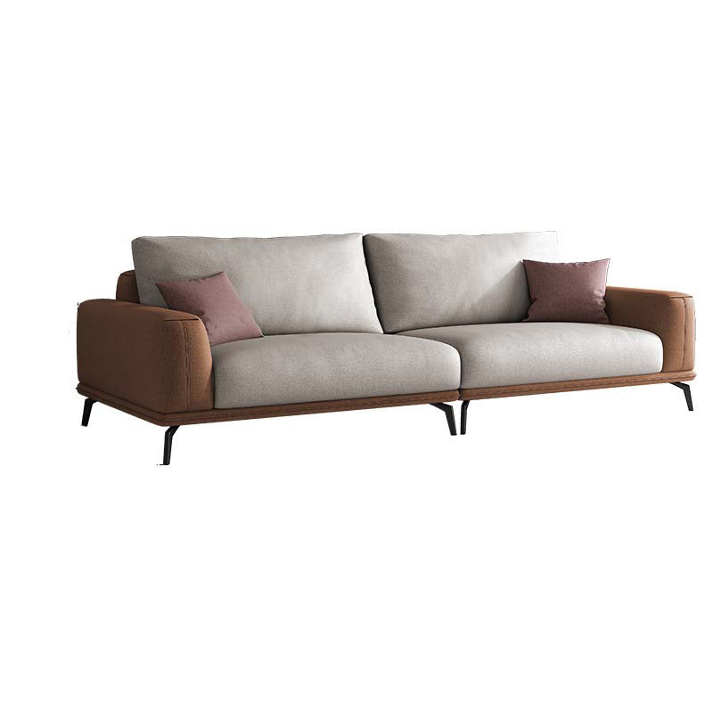 Stain-Resistant Faux Leather Square Arm Sofa/Sectional for Living Room Orange White Clearhalo 'furn' 'furn_sectionals' 'Furniture' 'furniture_sectionals' 'kitchen' 'kitchen_sectionals' 'Living Room Furniture' 'Sectionals' 4821862