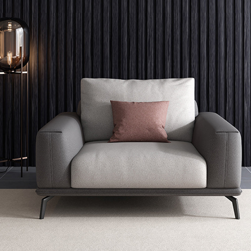 Stain-Resistant Faux Leather Square Arm Sofa/Sectional for Living Room 39"L x 37"W x 33"H Dark Grey Light Grey Latex Clearhalo 'furn' 'furn_sectionals' 'Furniture' 'furniture_sectionals' 'kitchen' 'kitchen_sectionals' 'Living Room Furniture' 'Sectionals' 4821865