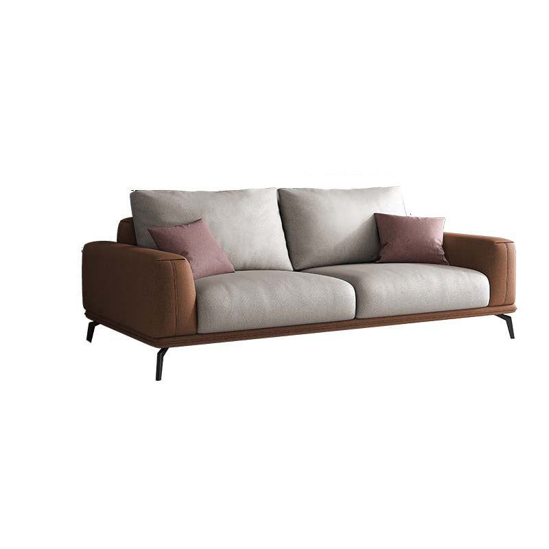 Stain-Resistant Faux Leather Square Arm Sofa/Sectional for Living Room 63"L x 37"W x 33.5"H Orange White Clearhalo 'furn' 'furn_sectionals' 'Furniture' 'furniture_sectionals' 'kitchen' 'kitchen_sectionals' 'Living Room Furniture' 'Sectionals' 4821866